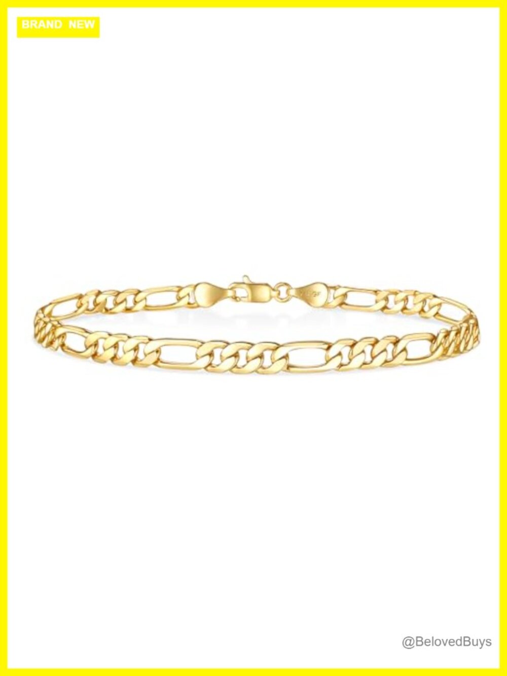 14K Gold Filled Figaro Chain Bracelet 6mm Diamond-Cut Link